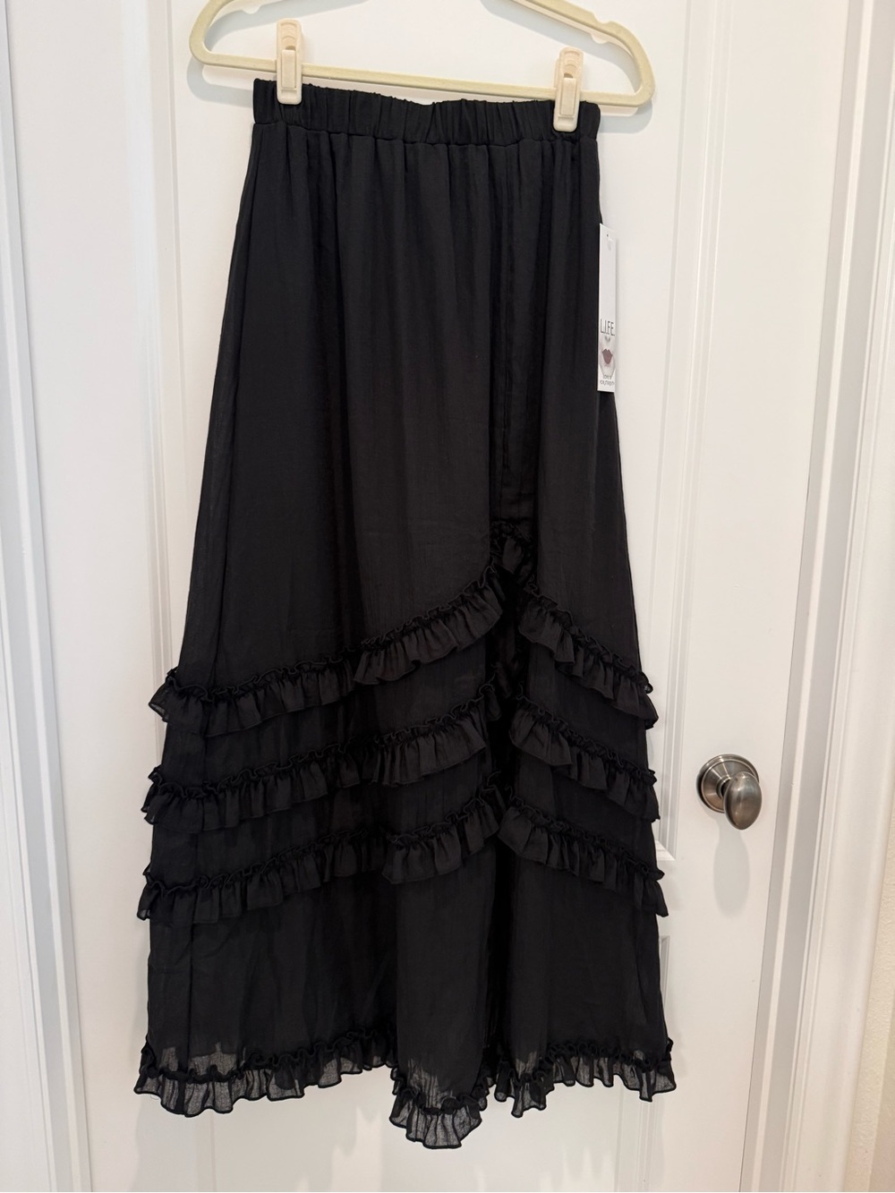 Black Ruffle Tiered Maxi Skirt NWT
